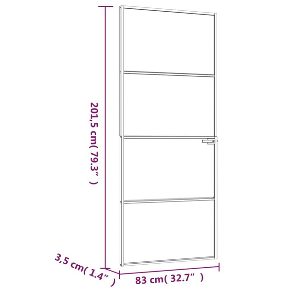 Interior Door Black 32.7"x79.3" Tempered Glass&Aluminum Slim A949-153659