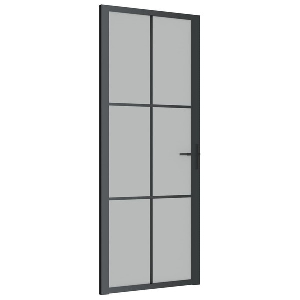 Interior Door 32.7"x79.3" Black Matt Glass and Aluminum A949-350557