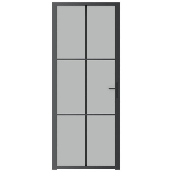 Interior Door 32.7"x79.3" Black Matt Glass and Aluminum A949-350557
