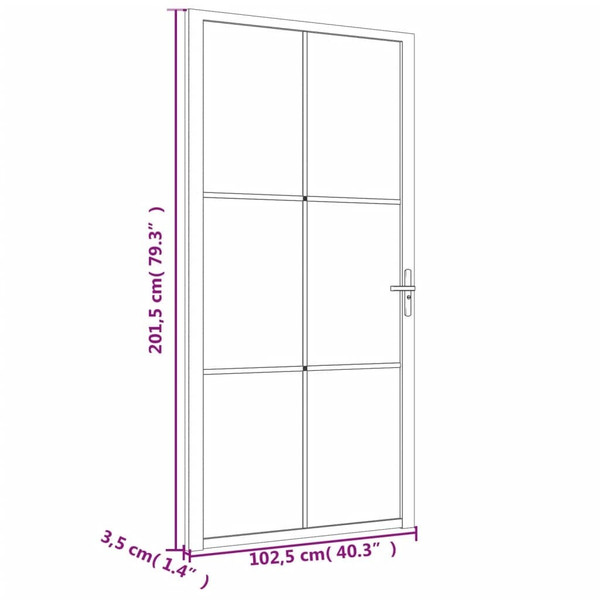 Interior Door 40.4"x79.3" Black ESG Glass and Aluminum A949-350567