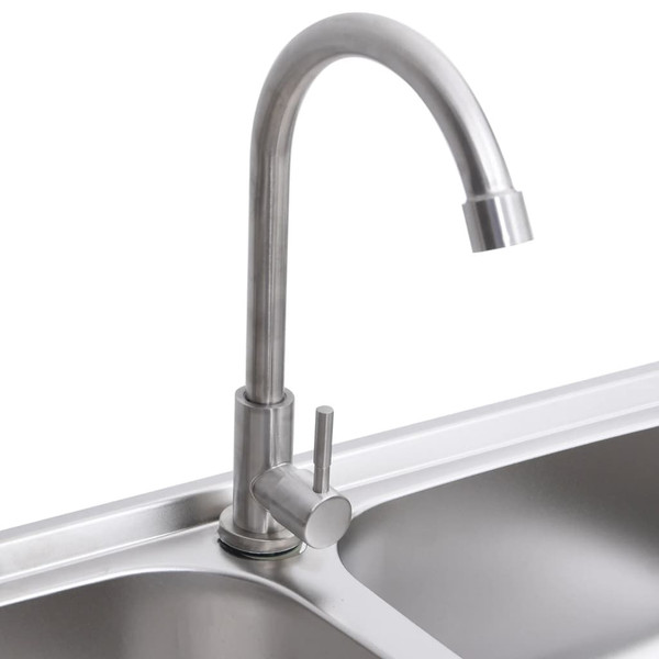Camping Sink Double Basins with Tap Stainless Steel A949-151212