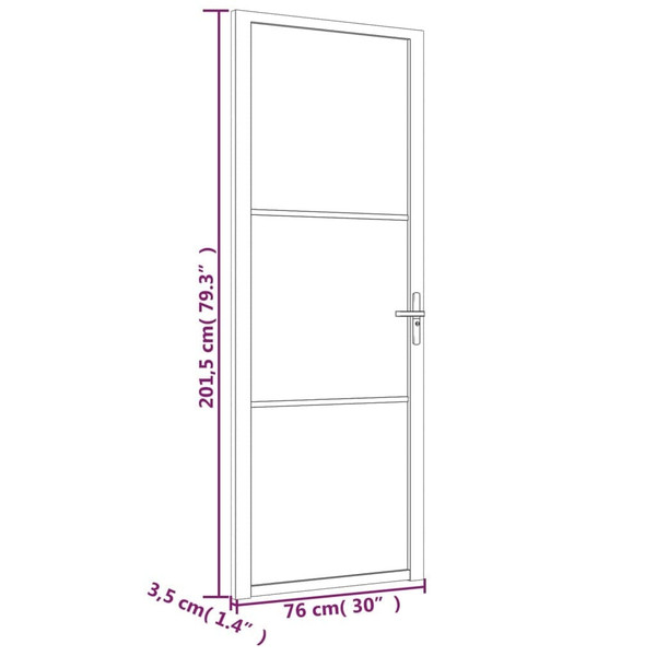 Interior Door 29.9"x79.3" Black Matt Glass and Aluminum A949-350552