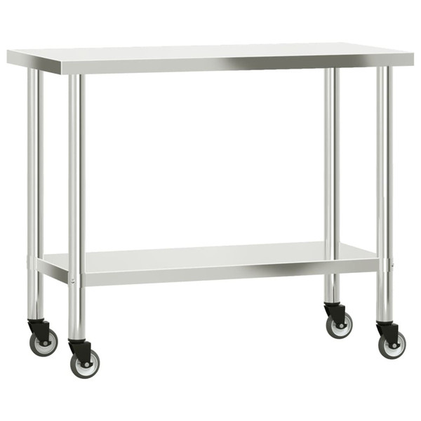 Kitchen Work Table with Wheels 43.3"x21.7"x33.5" Stainless Steel A949-376467