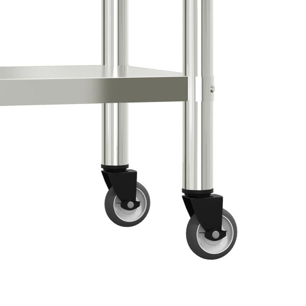Kitchen Work Table with Wheels 43.3"x21.7"x33.5" Stainless Steel A949-376467