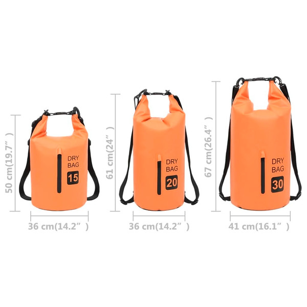 Dry Bag with Zipper Orange 4 gal PVC A949-92784