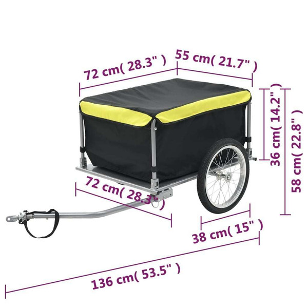 Bike Trailer Black and Yellow 143.3 lb A949-91684
