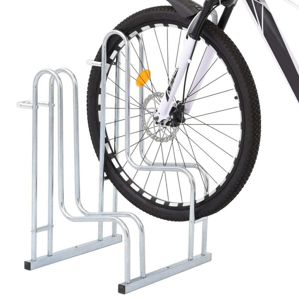 Bicycle Stand for 2 Bikes Floor Freestanding Galvanized Steel A949-4005568