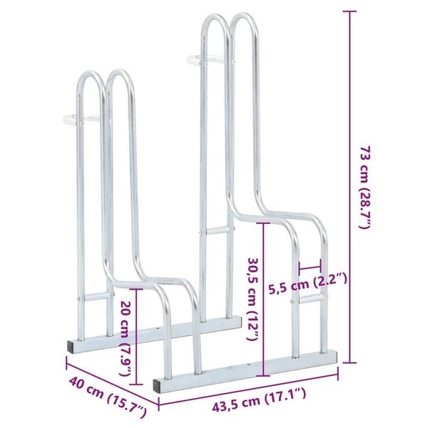 Bicycle Stand for 2 Bikes Floor Freestanding Galvanized Steel A949-4005568