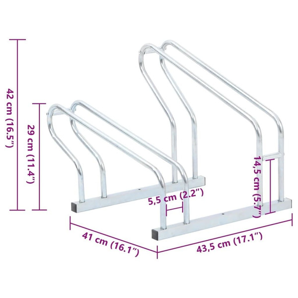 Bicycle Stand for 2 Bikes Floor Freestanding Galvanized Steel A949-4005573
