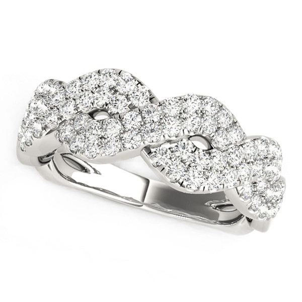 Diamond Studded Interlocking Waves Ring in 14k White Gold (5/8 cttw) P150-37964-6