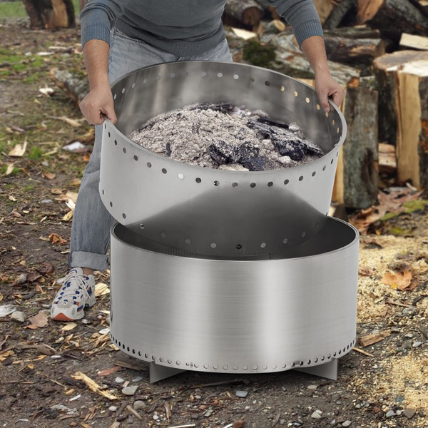 US PIONEERWORKS 27 Inch Smokeless Fire Pit for Outdoor Wood Burning Portable Stainless Steel Campin K484-PHO_0XA4QU32_US