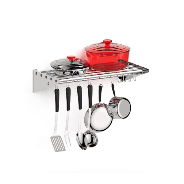 US GARVEE Stainless Steel Wall Mount Shelf with Hooks Commercial Storage Shelves K484-PIS_00P6AA8C_US