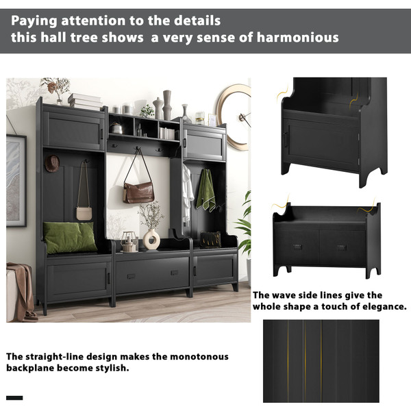 US Modern Style Hall Tree With Drawer Metal Hooks Easy Assembly Hallway Coat Rack For Hallway Livin K484-PHO_11XGA2NB_US