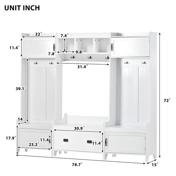 US Modern Style Hall Tree With Drawer Metal Hooks Easy Assembly Hallway Coat Rack For Hallway Livin K484-PHO_11XGA2NB_US
