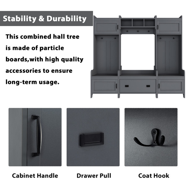 US Modern Style Hall Tree With Drawer Metal Hooks Easy Assembly Hallway Coat Rack For Hallway Livin K484-PHO_11XGA2NB_US
