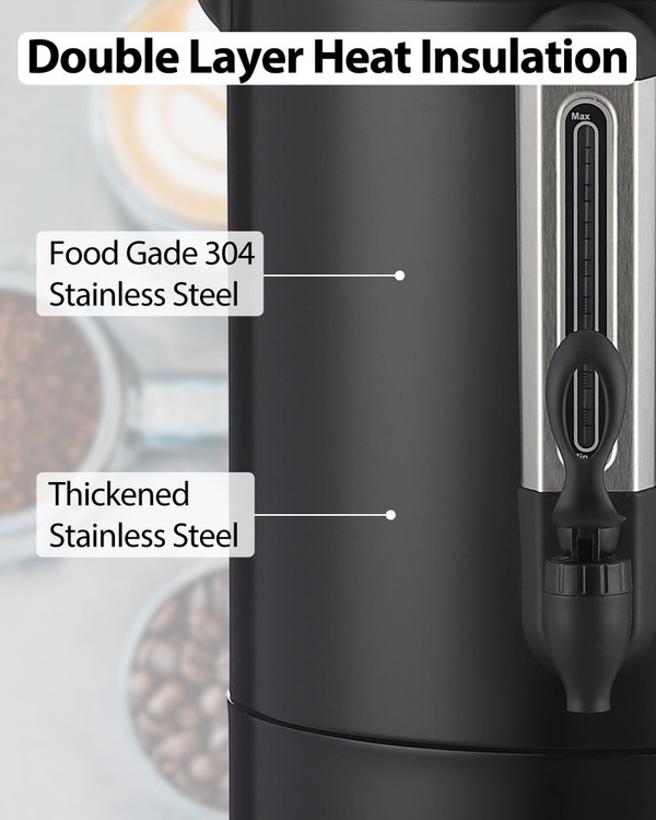 US GARVEE Commercial Coffee Urn Food Grade 304 Stainless Steel Hot Water Urn Hot Drink Dispenser Bl K484-PHO_0ZEJM2BF_US