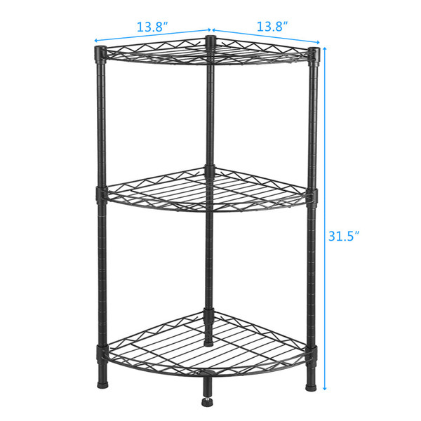US 350 X 350 X H800 3 Tier Corner  Shelf Rustic Display Storage Shelves For Bedroom Living Room Off K484-PHO_0UCG6XF3_US
