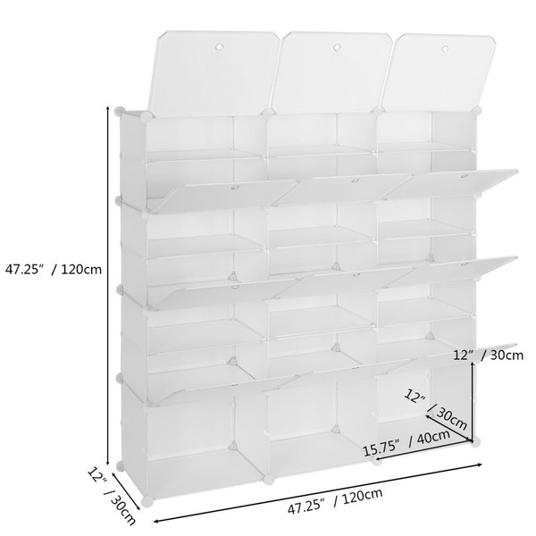 US 7-tier 21 Grids Storage Shoe Cabinet Shoe Rack Organizer White K484-PHO_0WHK93CX_US