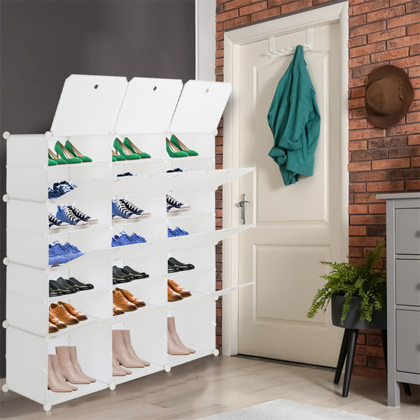 US 7-tier 21 Grids Storage Shoe Cabinet Shoe Rack Organizer White K484-PHO_0WHK93CX_US