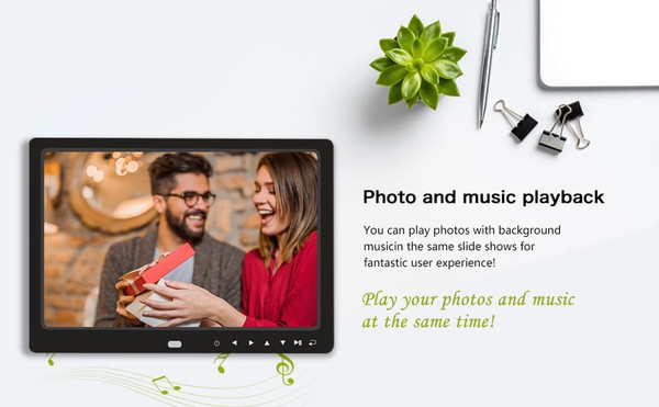 12 Inch 1080p HD Digital Photo Frame with Remote Control Support 32g Sd and USB White US Plug K484-PEL_06P2OAEC