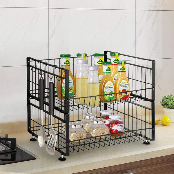 US GARVEE 2 Tier Fruit Basket with 4 Removable Banana Hangers Fruit Bowl for Kitchen Counter K484-PHO_0X6OVCOC_US