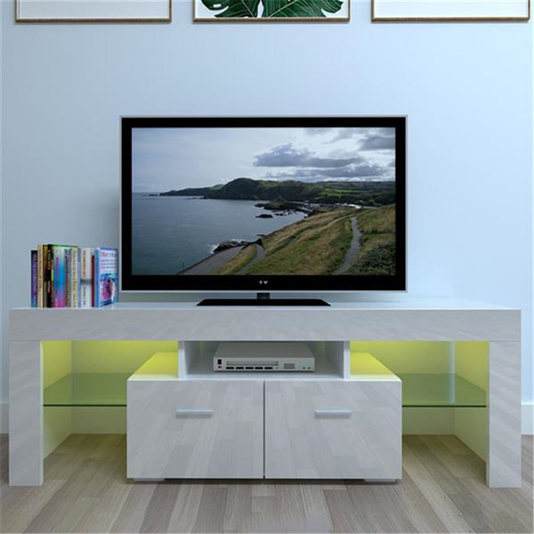 US Rgb Led Tv Stand  Cabinet Modern With 2 Storage Drawer For Living Room As shown K484-PHO_0QBR1D0V_US