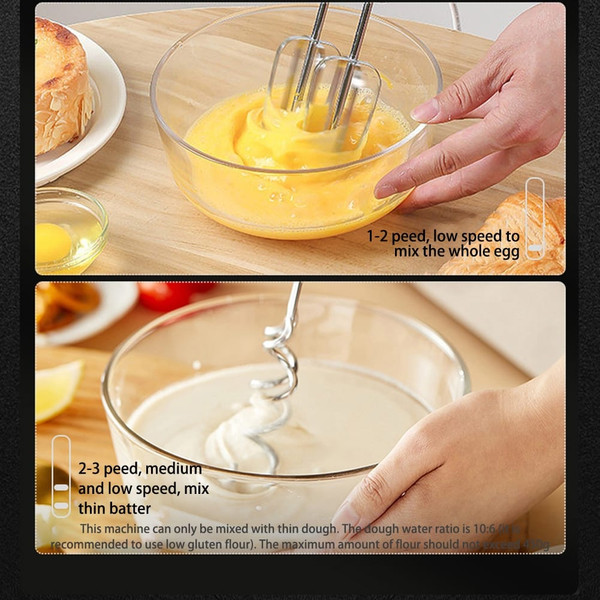 Double-head Egg Beater Usb Charging 3-speed Adjustable Kitchen Baking Mixer Food Blender Green K484-PHO_0X2LQOYM