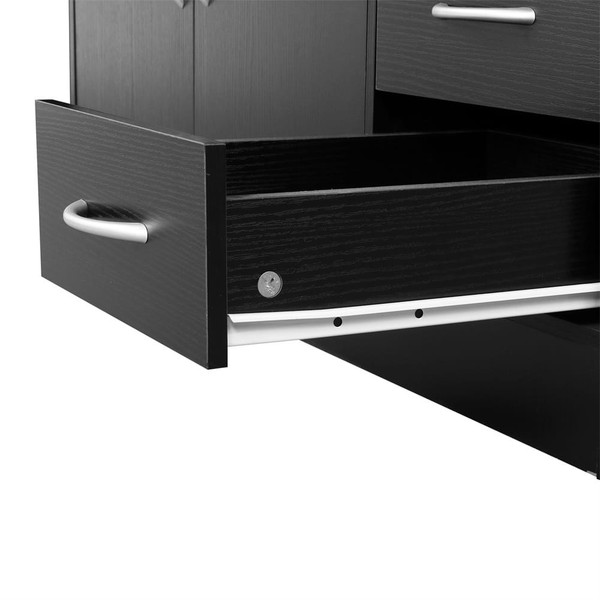 US Mdf Bathroom Cabinet with Double Doors Five Drawers Lightweight Waterproof Black K484-PHO_0W85H88O_US