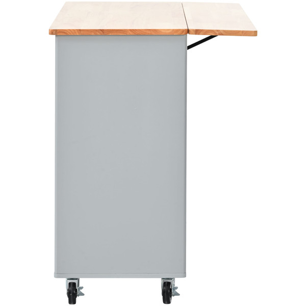 US Rolling Kitchen Island With Storage Drawer Adjustable Shelf Sliding Glass Door Cabinet With LED  K484-PHO_11MG6G7P_US