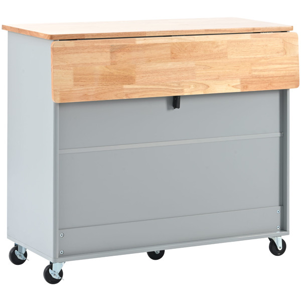 US Rolling Kitchen Island With Storage Drawer Adjustable Shelf Sliding Glass Door Cabinet With LED  K484-PHO_11MG6G7P_US