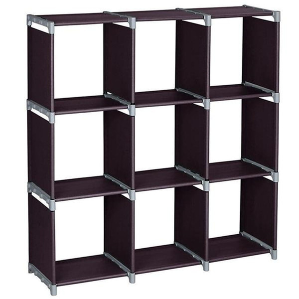 US 3 Layer 9 Compartment Storage  Cube Pvc Brown Convenient Shelf Durable Shelf Brown K484-PHO_0QO37EPC_US