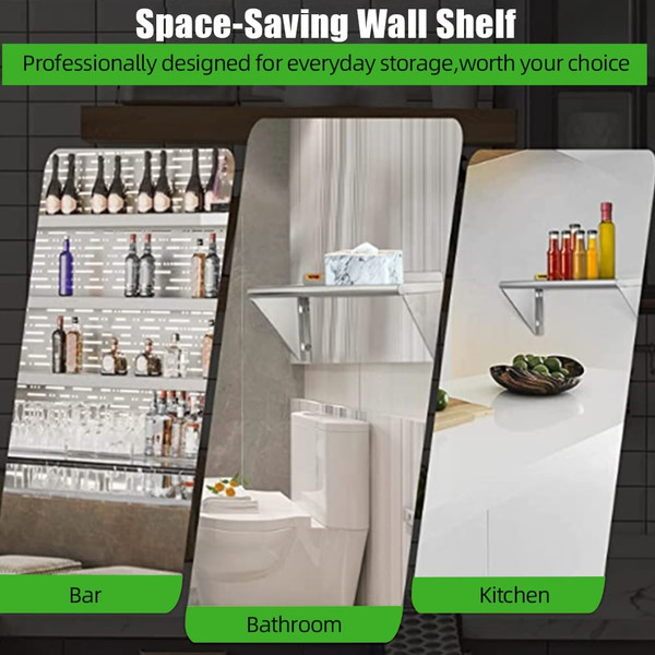 US Stainless Steel Wall Shelf 110 Lbs Load Heavy Duty Wall Mount Shelving For Kitchen Restaurant La K484-PHO_0WMCPSE0_US