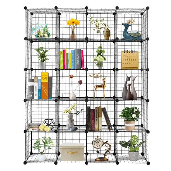 US Diy 20-cube Storage Rack Organizer Wire Mesh Storage Shelves Bookshelf Black K484-PHO_0W8SX3X9_US