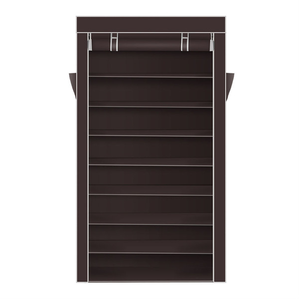 US Non-woven Fabric  Shoe  Cabinet 10 Layers Widened Household Shoe Organizer Dark brown K484-PHO_0S792WKZ_US