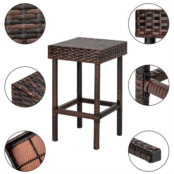 US 4pcs Rattan Stool Iron Frame Multifunctional Backless Retro Bar Chair 38x38x61cm N003 brown grad K484-PHO_0V9GC6K9_US