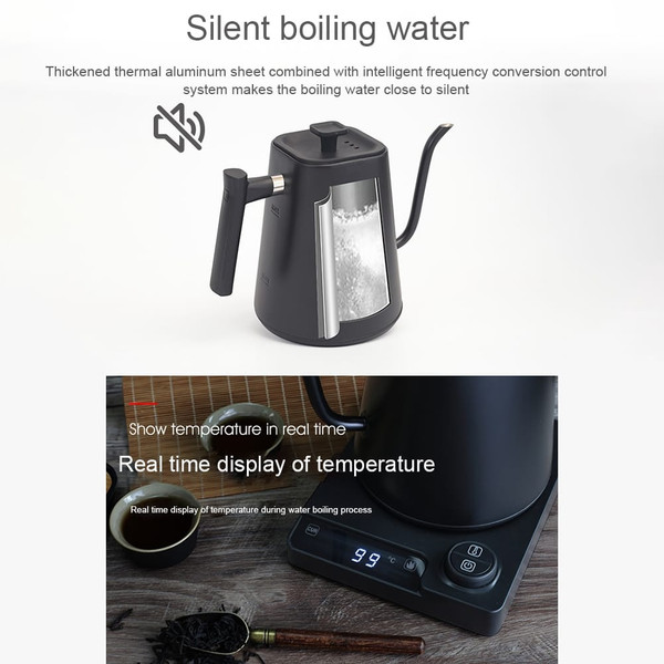 1L Electric Gooseneck Kettle Teapot with Stainless Steel Inner Liner and Cover, Hot Water Boiler He K484-FQZDN_ITCWSG11