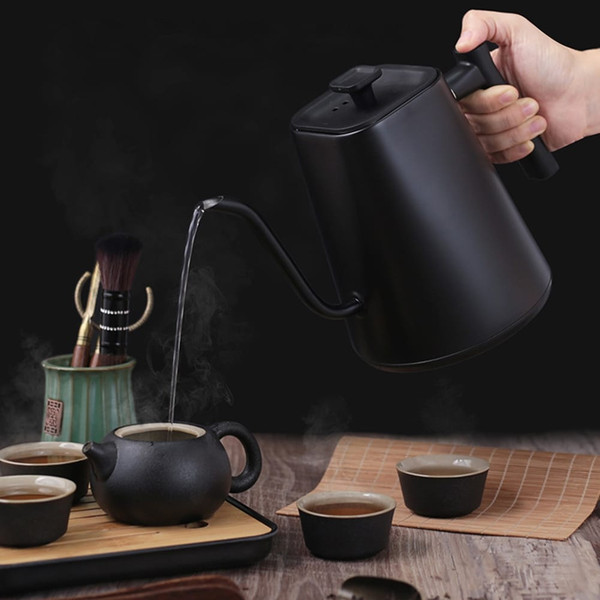 1L Electric Gooseneck Kettle Teapot with Stainless Steel Inner Liner and Cover, Hot Water Boiler He K484-FQZDN_ITCWSG11