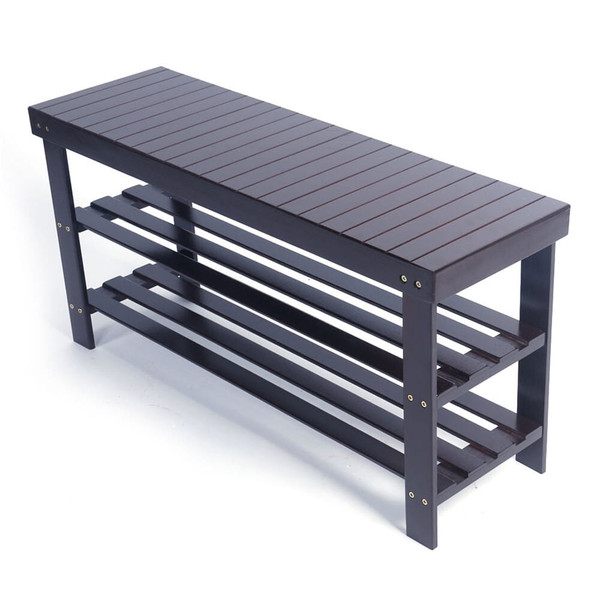 US 90cm Strip Pattern 3 Tiers Bamboo Stool Shoe  Rack Household Shoe Organizer Brown K484-PHO_0RSRBGMJ_US
