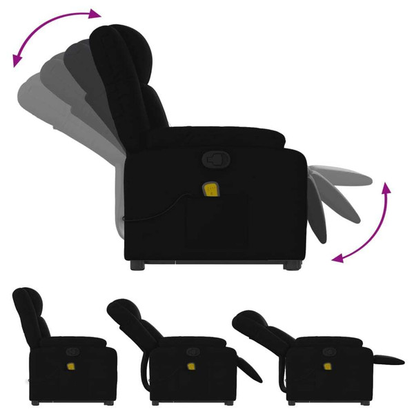 Stand up Massage Recliner Chair Black Fabric A949-3206227