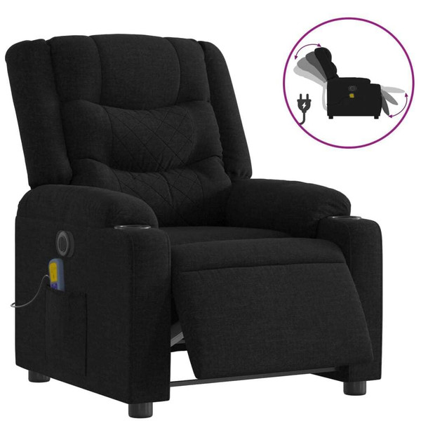 Electric Massage Recliner Chair Black Fabric A949-3206896