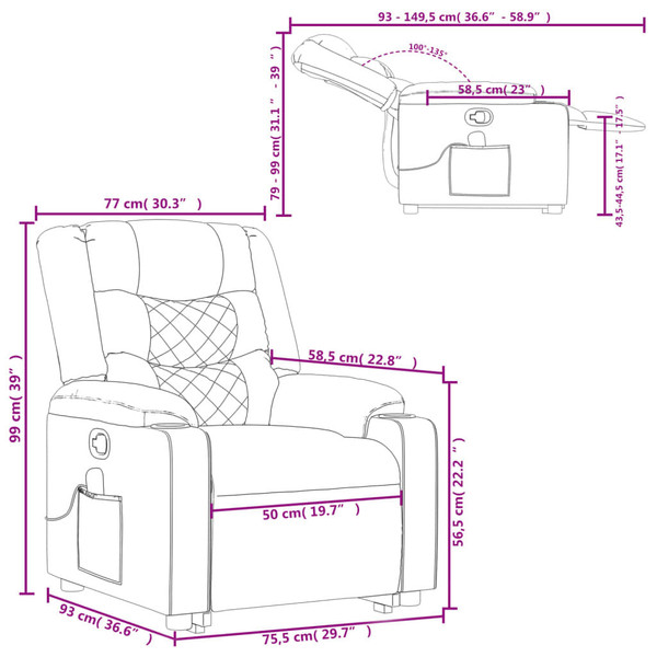 Massage Recliner Chair Black Fabric A949-3206893