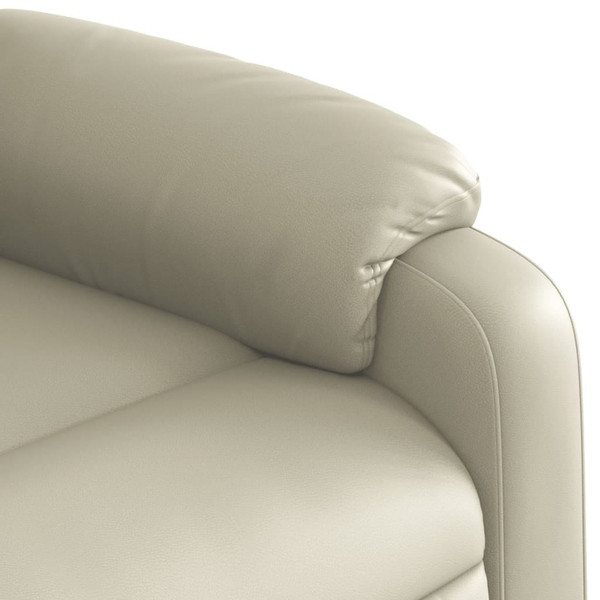 Electric Massage Recliner Chair Cream Faux Leather A949-3206244