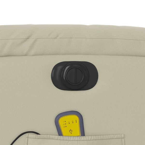 Electric Massage Recliner Chair Cream Faux Leather A949-3206244