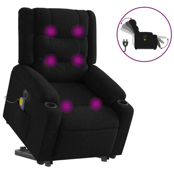 Electric Stand up Massage Recliner Chair Black Fabric A949-3206902