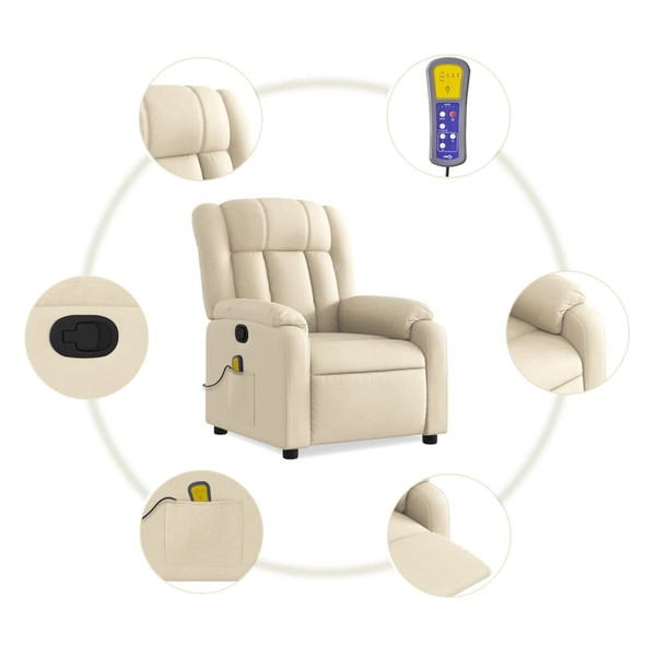 Massage Recliner Chair Cream Fabric A949-3205779