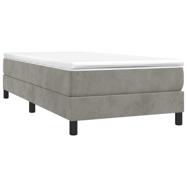 Box Spring Bed Frame Light Gray Twin XL Velvet (US Only) A949-3120799