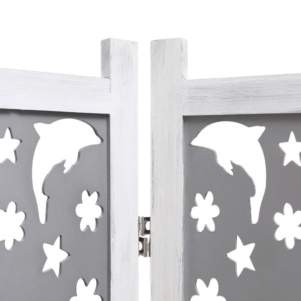 5-Panel Room Divider Gray 68.9"x65" Solid Wood A949-284193