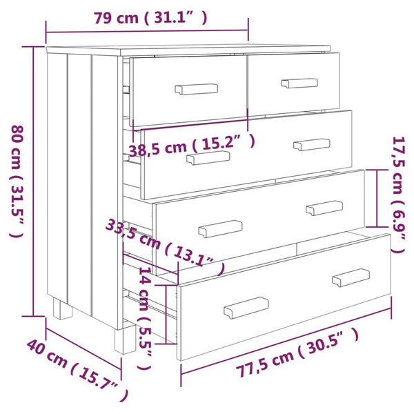 Sideboard HAMAR White 31.1"x15.7"x31.5" Solid Wood Pine A949-340421