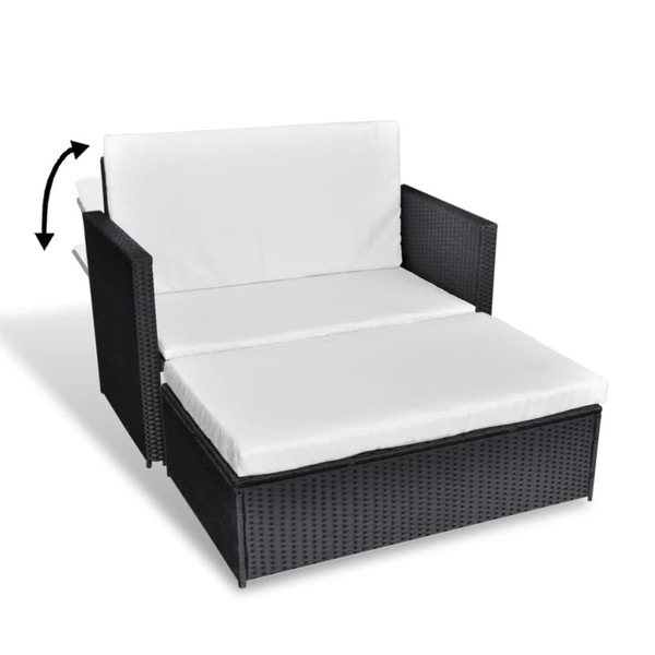 2 Piece Patio Lounge Set with Cushions Poly Rattan Black A949-43071