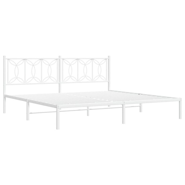 Metal Bed Frame without Mattress with Headboard White 76"x79.9" A949-376183